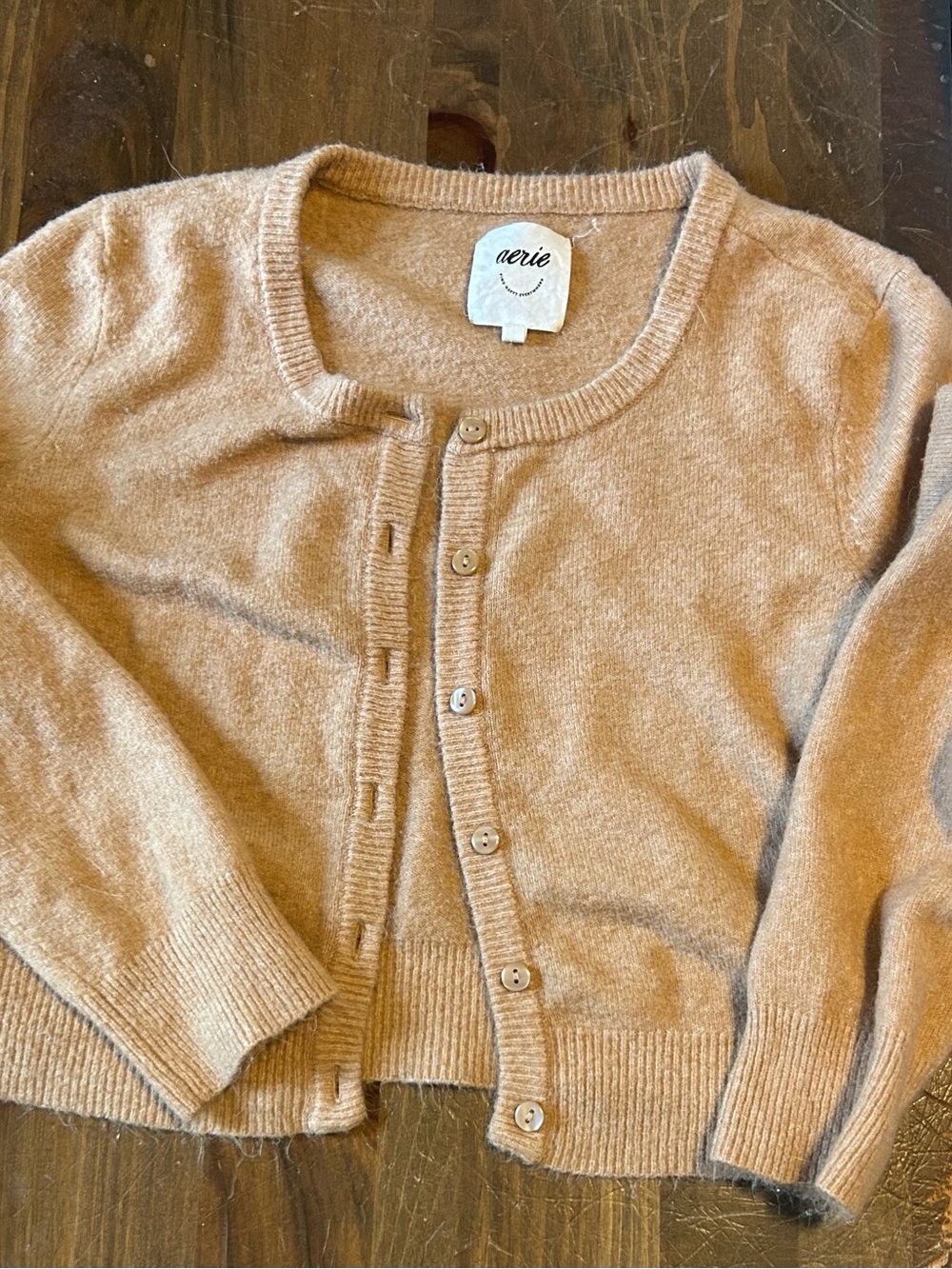 Aerie large soft beige cropped sweater NWOT